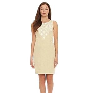 Antonio Melani Embroidered Carys Sheath Dress in Papyrus Beige Size 0